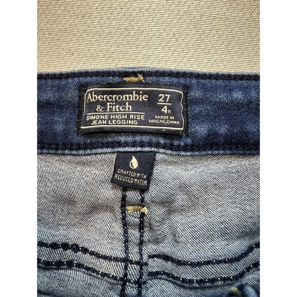 Abercrombie & Fitch Women's Simone High Rise Jean Legging Raw Hem Size 27/4 Blue - Picture 3 of 10